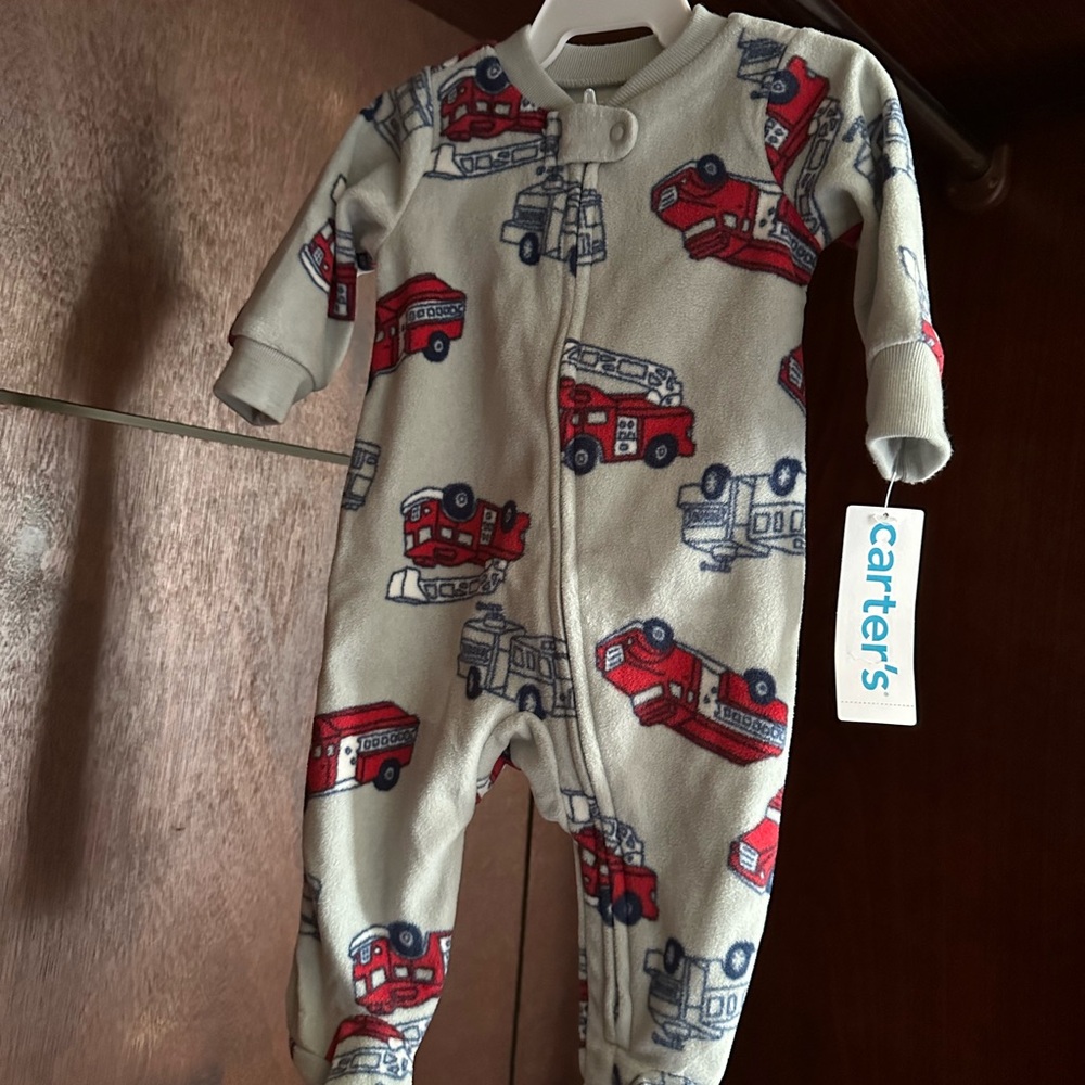 Carter's Kids Fire Truck One Piece - Gray and Red